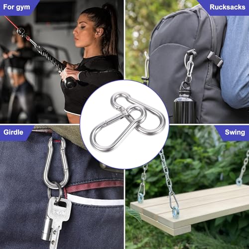 4 Stück M8 Karabinerhaken Heavy Duty Schraubkarabiner Edelstahl 304 Edelstahl Karabinerhaken Karabiner Schlüsselanhänger für Rucksack Hundeleine Camping Reisen Wandern