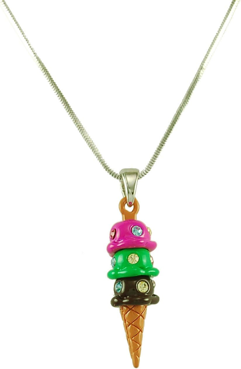KYSTechTriple Scoop Ice Cream Cone Pendant Necklace - Tarnish Resistant - Stylish Design - Long Lasting Shine