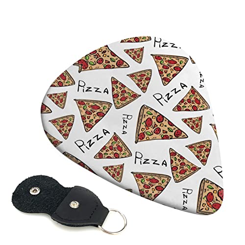 Lot de 6 médiators motif pizza pour guitare acoustique, guitare électrique, basse, ukulélé – fins, moyens et épais. - Les Beatles, Paul McCartney, John Lennon, RIngo Starr, George Harrison Lot de 6 médiators motif pizza pour guitare acoustique, guitare électrique, basse, ukulélé – fins, moyens et épais.