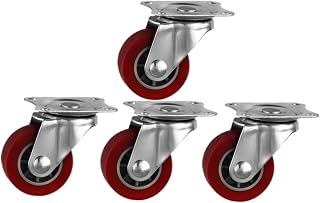 ZIDBVOYOY Lote de 4 Ruedas de Poliuretano de 1,5 Pulgadas con Parte Superior Plana, giratorias, de 50°, silenciosas y Resistentes al Desgaste, Color Rojo.