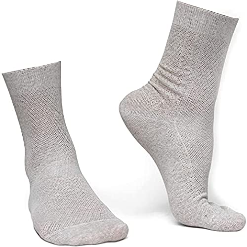 Special Thin Breathable Organic Linen Socks for Men, Pack of 3, Beige, US 10-12, Large