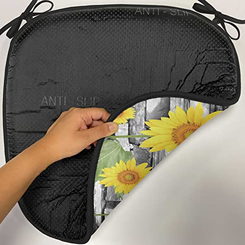 Lunarable Sunflower Brick Wall Chair Cushion Set #TOP28