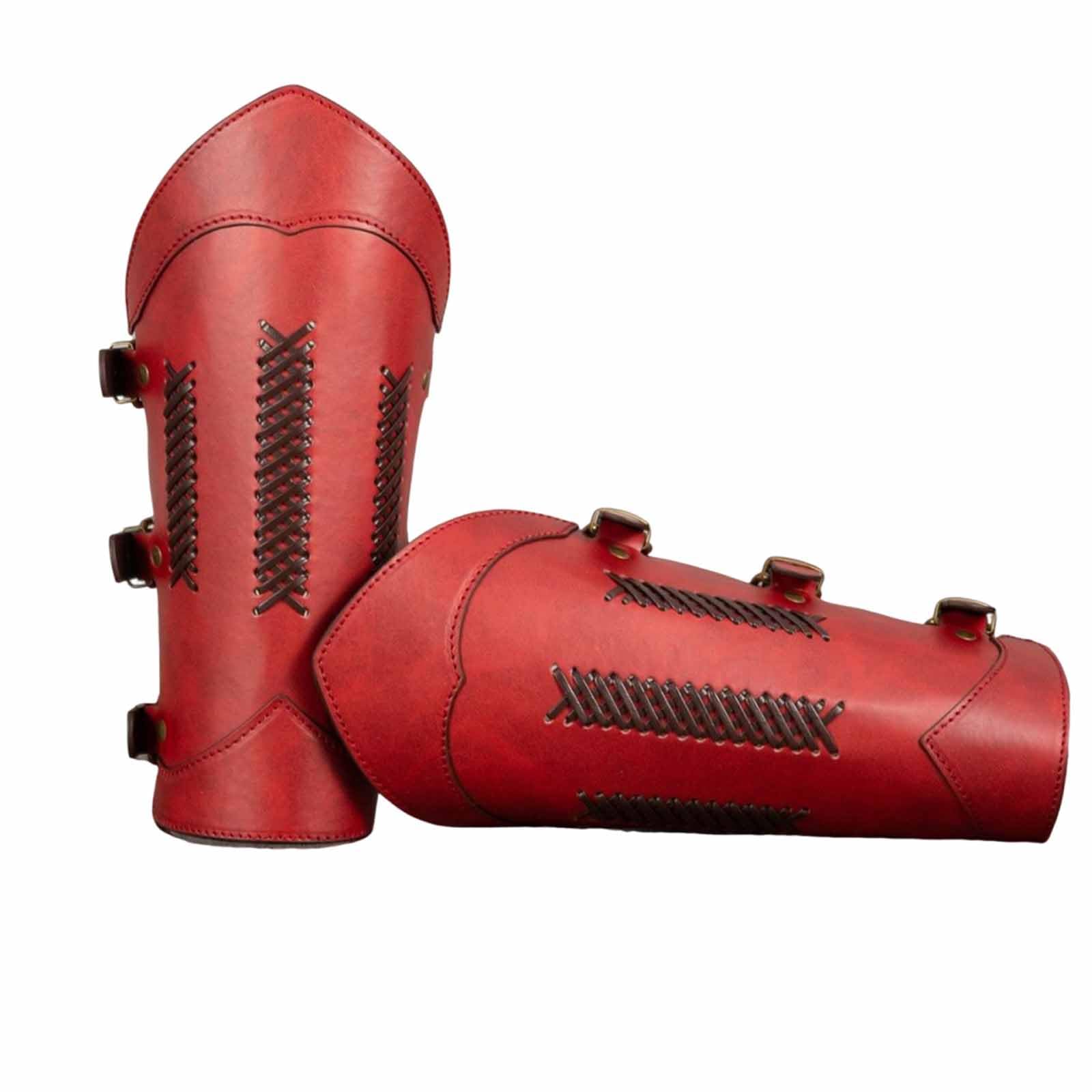 Mdfczxp Red Medieval Cosplay Arm Armor Vintage Sports Belt Buckle Wrist Guard Hand Protector Armor,,21Cm