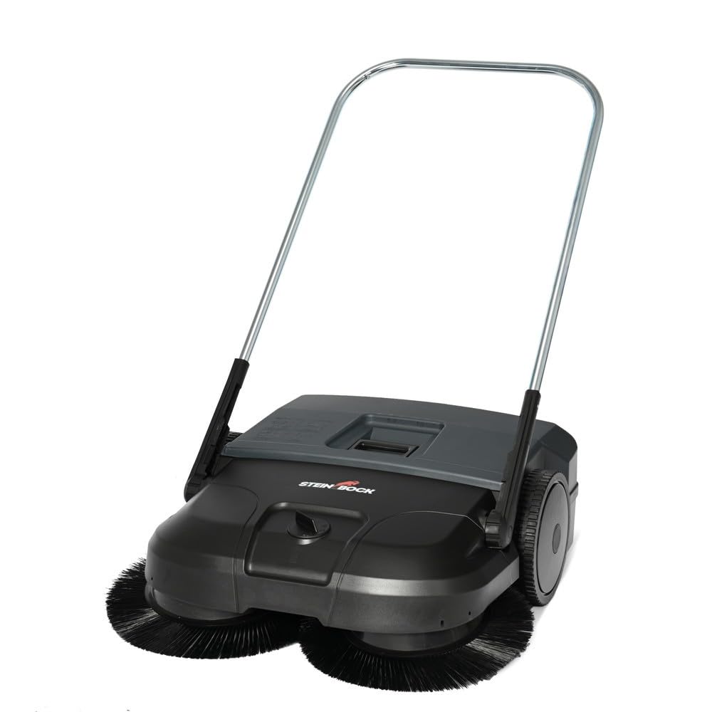 Steinbock Kehrmaschine Turbo manuell | 2-fache Schmutzaufnahme | 75 cm Kehrbreite | 2.900 m²/h Kehrleistung | 50 l Behälter | Anthrazitgrau | nasse/trockene Oberflächen | Handkehrmaschine