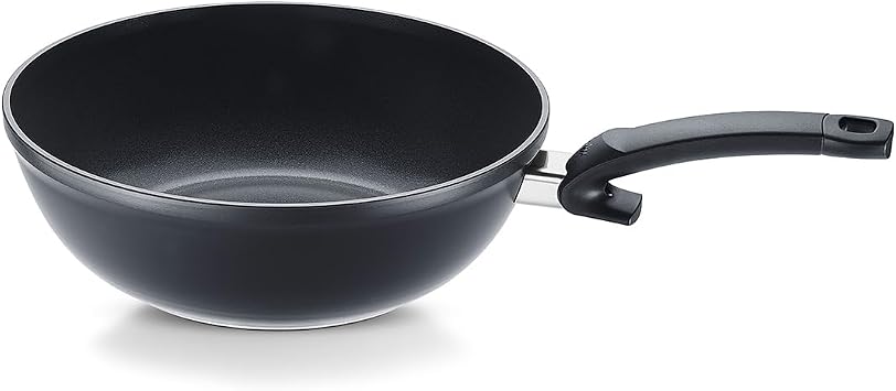 Fissler Ceratal Comfort 12 Inch Ceramic Non-Stick Wok, 5.5 Quart, Orbit Black, Made without PFAS or PTFE, All Stovetops Including Induction, Made in Germany