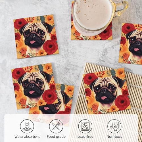 Dessous de verre ronds super absorbants avec support lot de 6 carlin