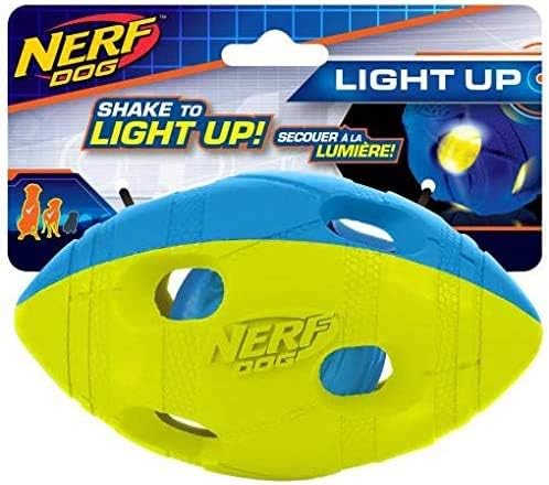 Nerf Dog Rubber Bash Football Dog Toy with Interactive LED, Lightweight, Durable and Water Resistant, 5.4 Inches for Medium/Large…