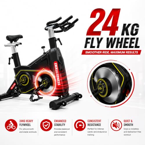 Image of Transformer Spin Bike - 24KG Flywheel, Adjustable Resistance, Indoor Cycling Exercise Bike for Home & Gym with Emergency Brake System XB-5816