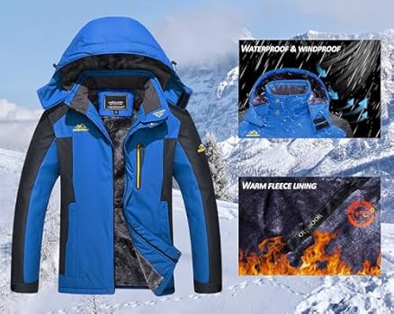 KEFITEVD Heren Winter Ski Jas Waterdicht Outdoor Softshell Winddicht Wandelen Jassen Afneembare Capuchon Army Green S