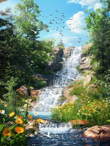 Diamond Painting Paysage Cascade : Grand Format 80x110cm pour Instants de Relaxation à la Maison