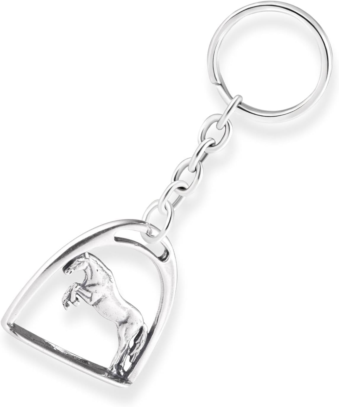 Mens Keychain Horse Stirrup Crafted From 925 Silver Mirror Polished