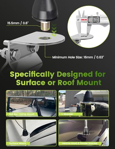 Anina Gum Drop CB Antenna Stud - 3/8''x24 Thread SO-239 Connector Compatible with Wilson Firestik 102" Whip Roof/Surface Mount Heavy Duty Antenna Base for Truck Jeep RV SUV by Anina - Used condition - Image 9