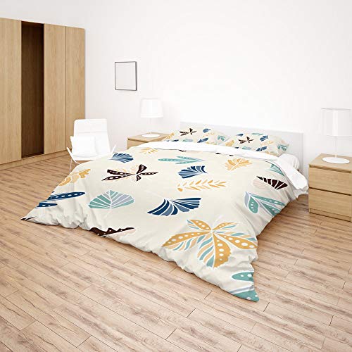 Housse de couette et taies d'oreiller feuilles pour chambre double