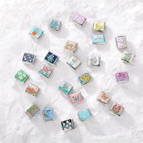 Italian Charm Set for Women, 9mm Italian Charms Link Handmade Bracelet DIY Module Italian Charm Necklaces Anklet Jewelry Gifts2