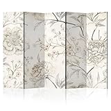 LUMASOUL Biombo Separador de Ambientes Doble Cara - Separadores Ambientes - Flores Motivo - Biombos 225 x 172 cm