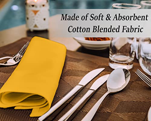 Ruvanti Cloth Napkins Set Of 12, 18X18 Inches Napkins Cloth Washable, Soft, Durable, Absorbent, Cotton Blend. Table Dinner Napkins Cloth For Hotel, Lunch, Restaurant, Wedding Event, Parties - Mustard #TOP6