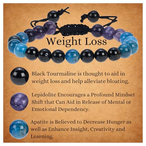 ANAYA AGATE Weight Loss Manifestation Bracelet Black Tourmaline Apatite Lepidolite Bracelet Set for Men Women Healing Calming Anxiety Stress Relief Gifts Pulseras Para Hombres Mujer Stocking Stuffers