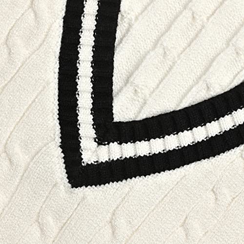 Image of Women's Sweater Vest,Y2K Sleeveless Pattern Preppy Style Knitted Crop Tank Top for Girl