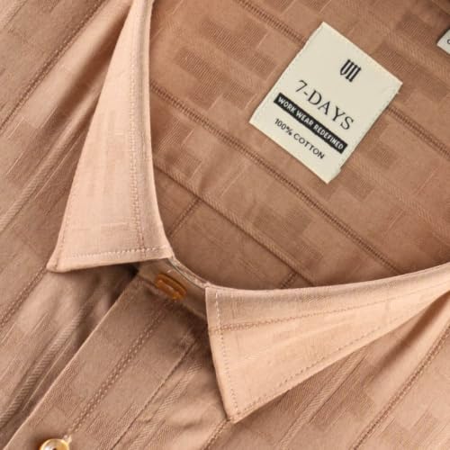 Image of 7-DAYS Men's Premium Formal Shirts - Regular Fit, Full Sleeve, 100% Pure Cotton, Self-Design, with Pocket - Stylish Office Shirts for Men