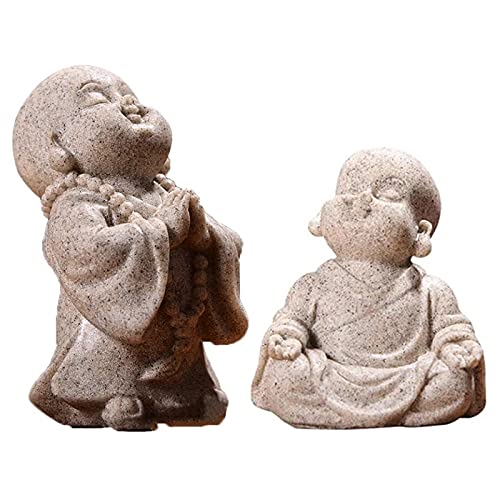 Amazon.co.jp: TBCML 弥勒仏像かわいい僧侶の像砂岩工芸品素敵な置物の