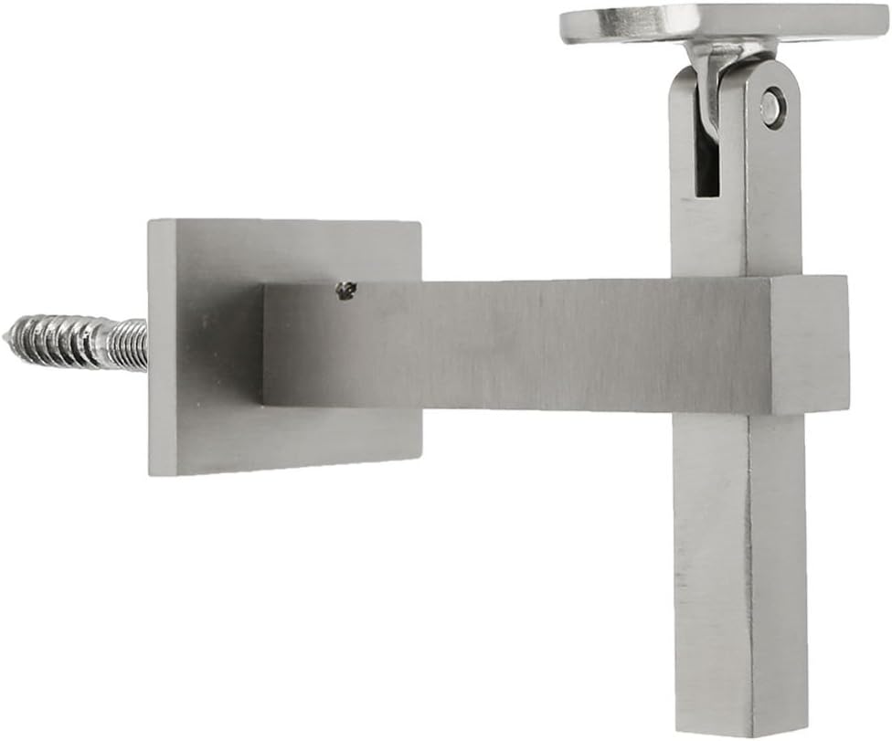 Stainless Steel 316 Wall Mount Stairs Adjustable Handrail Bracket for Flat Surface Square Top Railing (WB-010, Satin Surface)