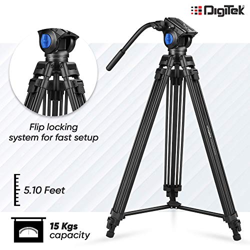 Digitek Professional Video Aluminium Tripod with Multipurpose Head for Low Level Shooting, Panning f amazinggiftidea-com