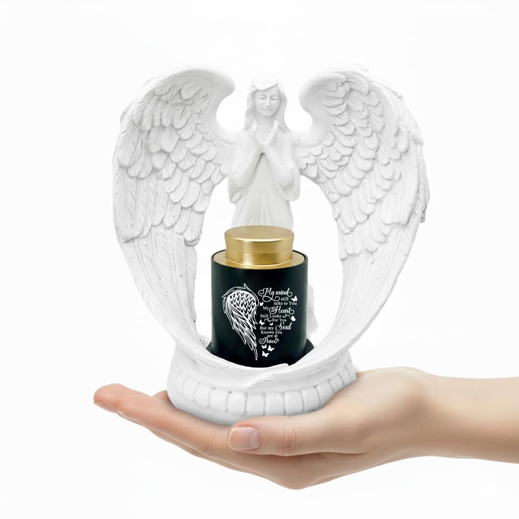 Hummingbird Small Keepsake Urns for Human Ashes for Men, Mini Memorial Cremation Urn for Dad/Mom/Grandpa/Grandma Ashes Container with Angel Resin Statue (Hummingbird and Love)-image-48