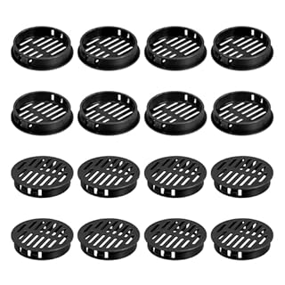 sourcing map 16Pcs 50mm/1.97" Circular Soffit Air Vents, Plastic Soffit Vent Cover, Round Mesh Hole Louver for Bathroom Kitchen Cabinet Wardrobe, Black