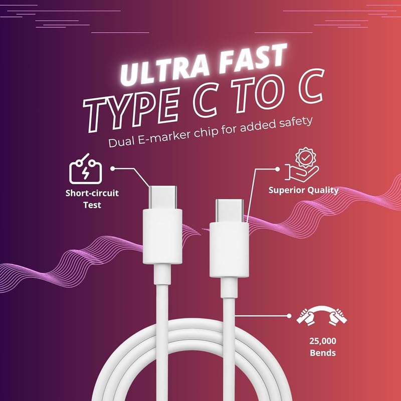 Image of YISHU 45W Type C to Type C Cable White | USB-C PD Quick Charge & Data Transfer | Compatible for Google Pixel 8 Pro 8 7 Pro 6A 5 Chromebook Laptop & USB-C Devices | Original Fast Charging