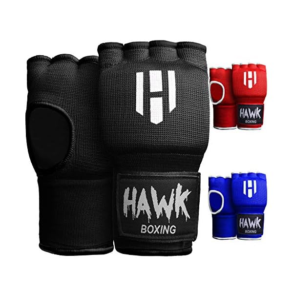 Hawk-Padded-Inner-Gloves-Training-Gel-Elastic-Hand-Wraps-for-Boxing-Gloves-Quick-Wraps-Men-Women-Kickboxing-Muay-Thai-MMA-Bandages-Fist-Knuckle-Wrist-Wrap-Protector-Handwraps-Pair Hawk Padded Inner Gloves Training Gel Hand Wraps for Boxing Quick Wraps Men & Women Kickboxing Muay Thai MMA Bandages Fist Knuckle Wrist Protector Handwraps (Pair) (Black, S/M)