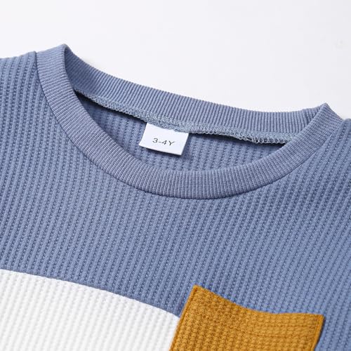 Image of Kid Toddler Boy Clothes Color Block Sweatshirt and Casual Pants 2Pcs Boys Fall Winter Outfits 1-5T