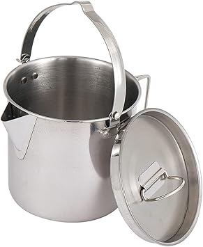 Outdoor Stainless Steel Kettle ,1.2L Mountaineering Camping Teapot, Portable Hanging Pot Cookware Coffee Pot Picnic Pot