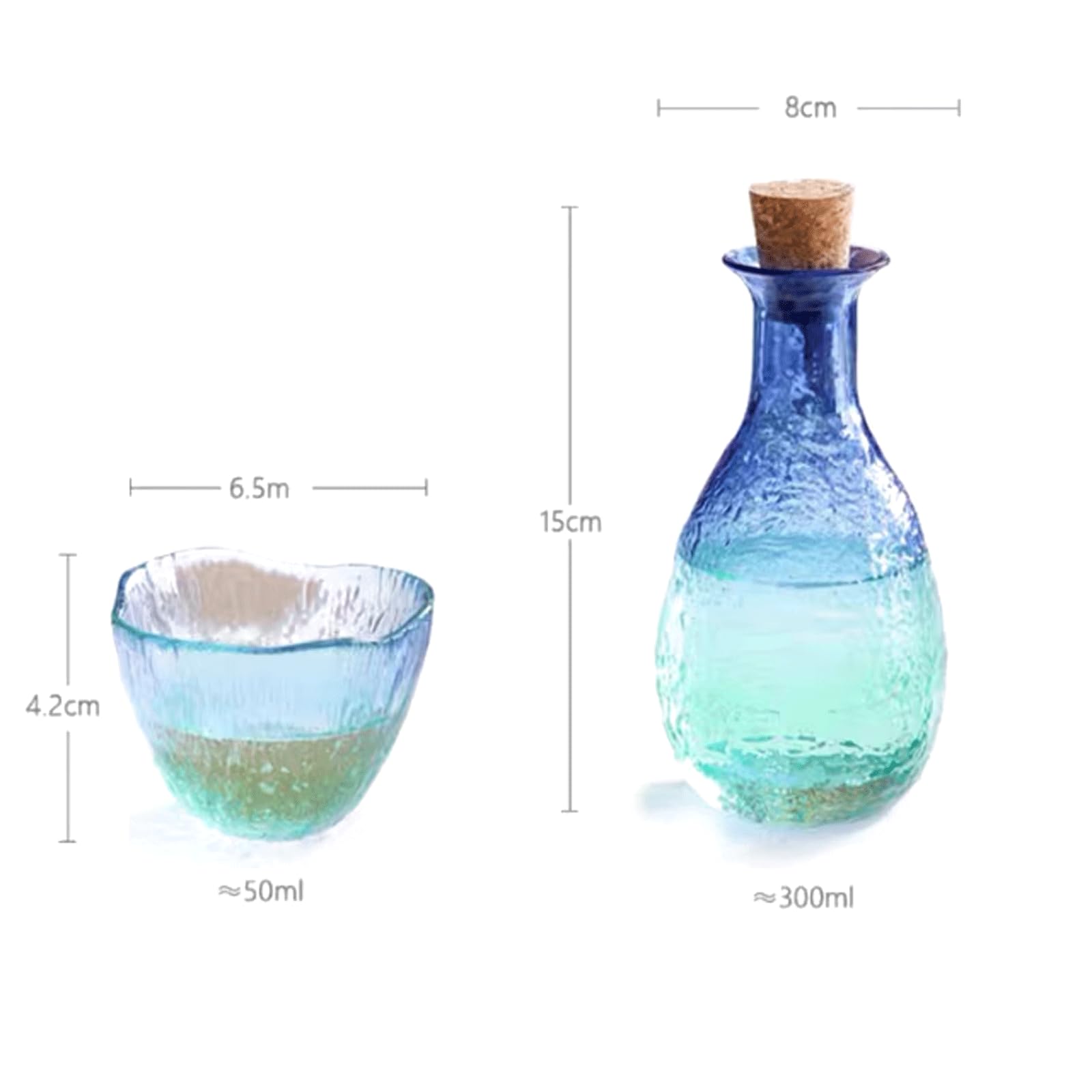 esmen Ensemble de Verres à saké en Verre Transparent, 5 pièces, Ensemble de saké Japonais Traditionnel, adapté au vin Chaud, au vin de Riz, au vin Blanc