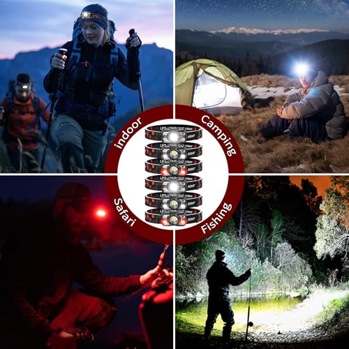 Northlet Headlamp Rechargeable 6Pack, 3000 Lumen Ultra-Light Bright Headlamp Flashlight with White Red Light, LED Headlight Motion Sensor, 5+5 Mode for Outdoor Camping Fishing Running Hiking (6)