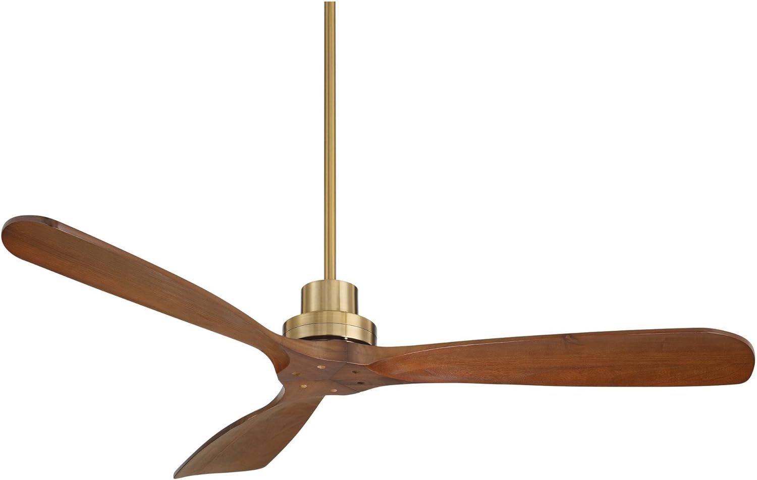 Casa Vieja 52" Delta Modern Indoor Ceiling Fan 3 Blade Remote Control Soft Brass Finish Brown Walnut Finish Blades Bedroom Living Room Kitchen Dining Room Office DC Motor Decorative Downrod