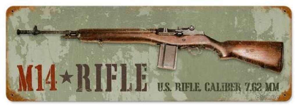 Amazon.com: CAIRUO M14 Rifle Metal Tin Sign with Rustic Retro ...