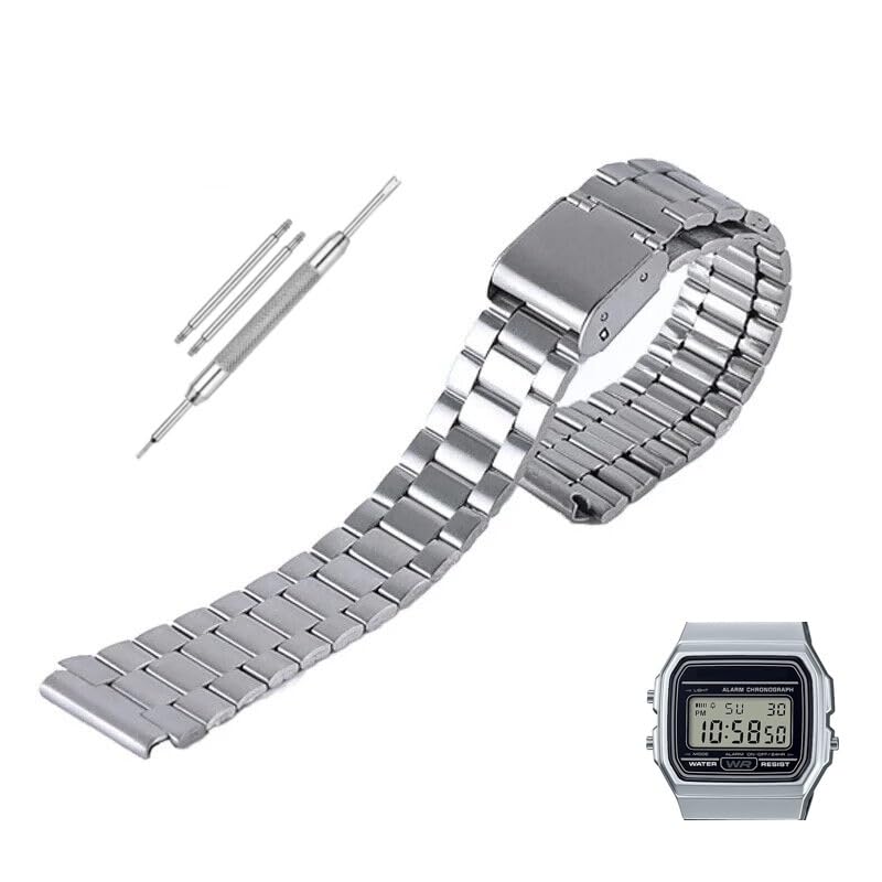 LineOn Double Lock Chain 304 Stainless Steel Chain (Matte) Compatible with Casio F-91WM-7ADF - D141 with Tool and Pins (B0CXQ1CTYV) Amazon Price History, Amazon Price Tracker