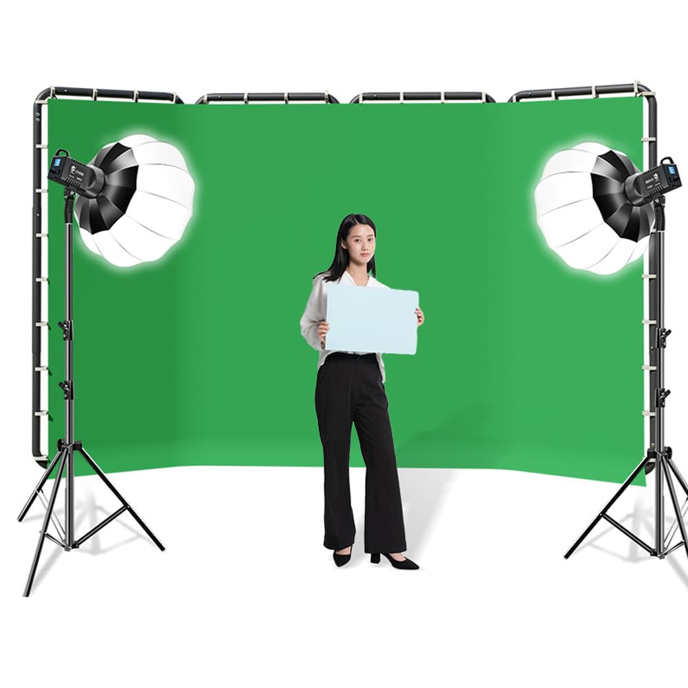 Kit de fond pour écran noir, 4 m x 2,4 m, support de toile de fond lourd, pliable, support de toile de fond pour studio photo, vidéo, studio photo, streaming en direct (vert)
