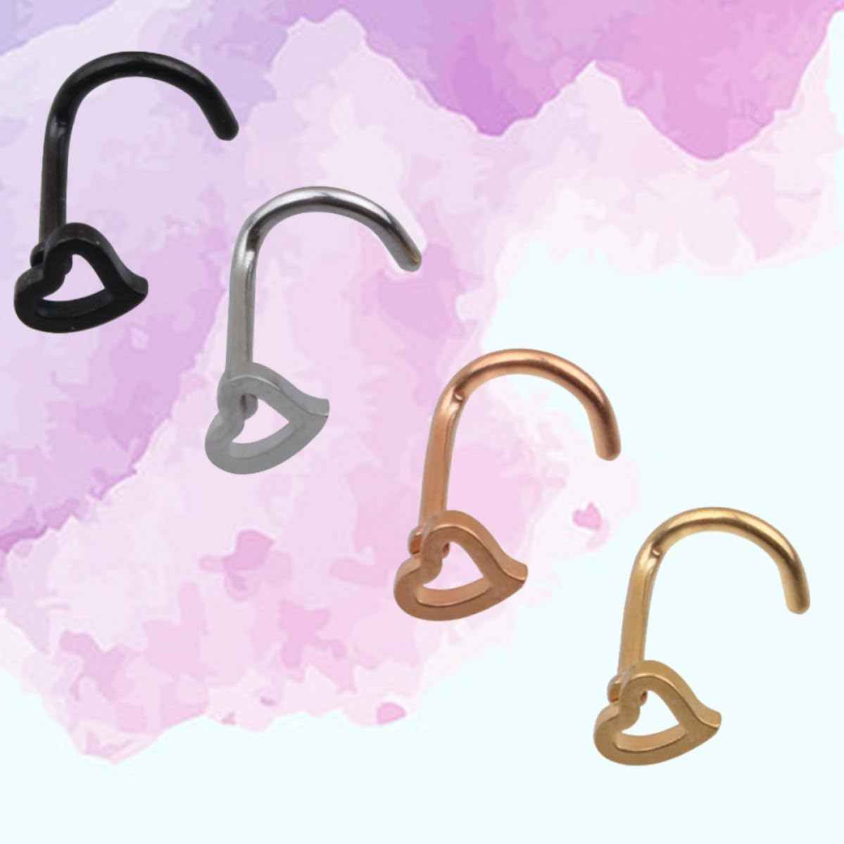 4pcs Heart Nose Ring in Stainless Steel for Women and Men