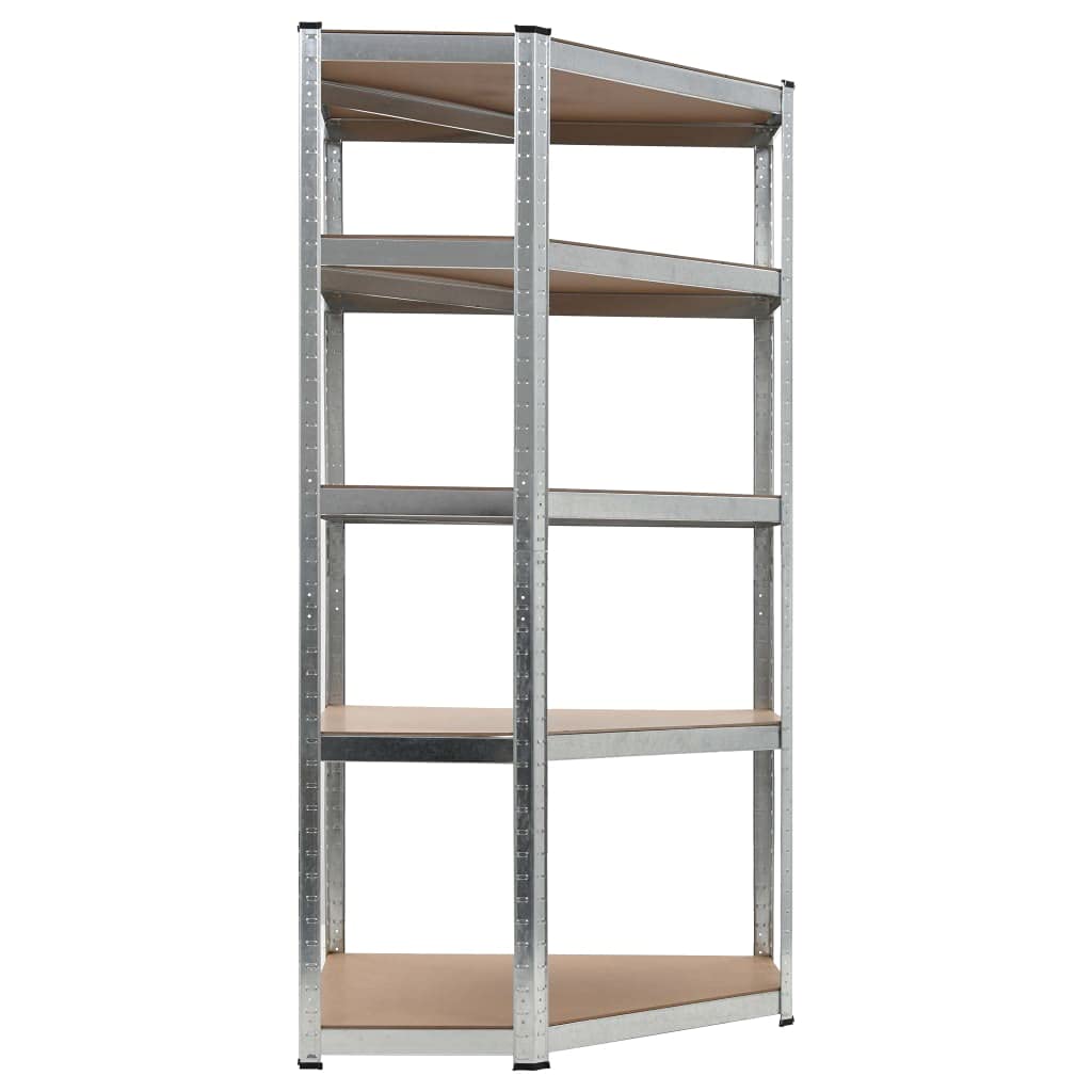 Tidyard Scaffale a 5 Ripiani, Mobile Salvaspazio, Scaffali in Metallo per Garage, Scaffale per, Bagno, Magazzino e Cantina, Argento 90x90x180 cm in Acciaio e MDF