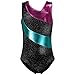 One-piece Rainbow Stripes Ballet Tutu Dancing Athletic Leotard for Little Girl (130(6-7Y), Black)