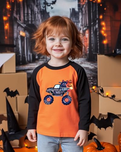 Pumpkin Shirt Toddler Halloween Shirt for Kids Boys Girls Halloween T-Shirts Ghost Clothes Long Sleeve Cotton Tee 2T-8Y3