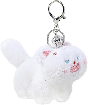 Cat Keychain Plush White Cute Keychains for Women Cat Lovers Kawaii Mom Backpack Accessories Bag Charms Halloween Christmas Gifts