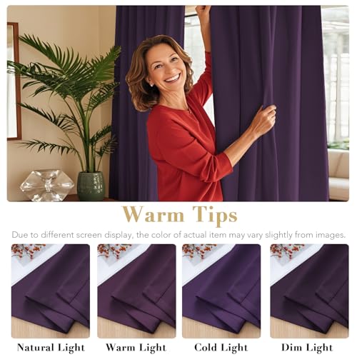 Image of H.VERSAILTEX Blackout Curtains Thermal Insulated Window Treatment Panels Room Darkening Blackout Drapes for Living Room Back Tab /Rod Pocket Bedroom Draperies, 52 x 84 Inch, Plum Purple, 2 Panels