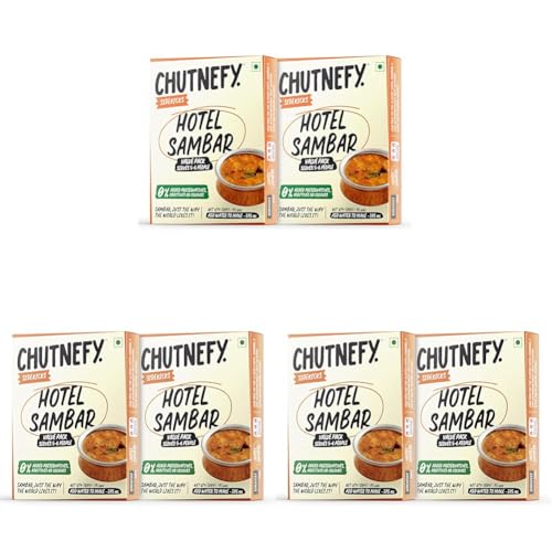Image of Chutnefy Hotel Sambar | 75g Freeze-Dried Instant Dry Mix | Just Add Water to make 5-6 servings (375 g) each | 2 x 75g | 0% Preservatives or Additives (Pack of 3)
