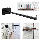 STORE FIXTURES DIRECT 12' Pegboard Straight Arm Faceout Hook, Peg Shelf Bracket, Black, 6 Pack