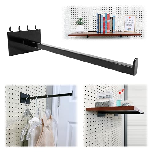 STORE FIXTURES DIRECT 12" Pegboard Straight Arm Faceout Hook, Peg Shelf Bracket, Black, 2 Pack