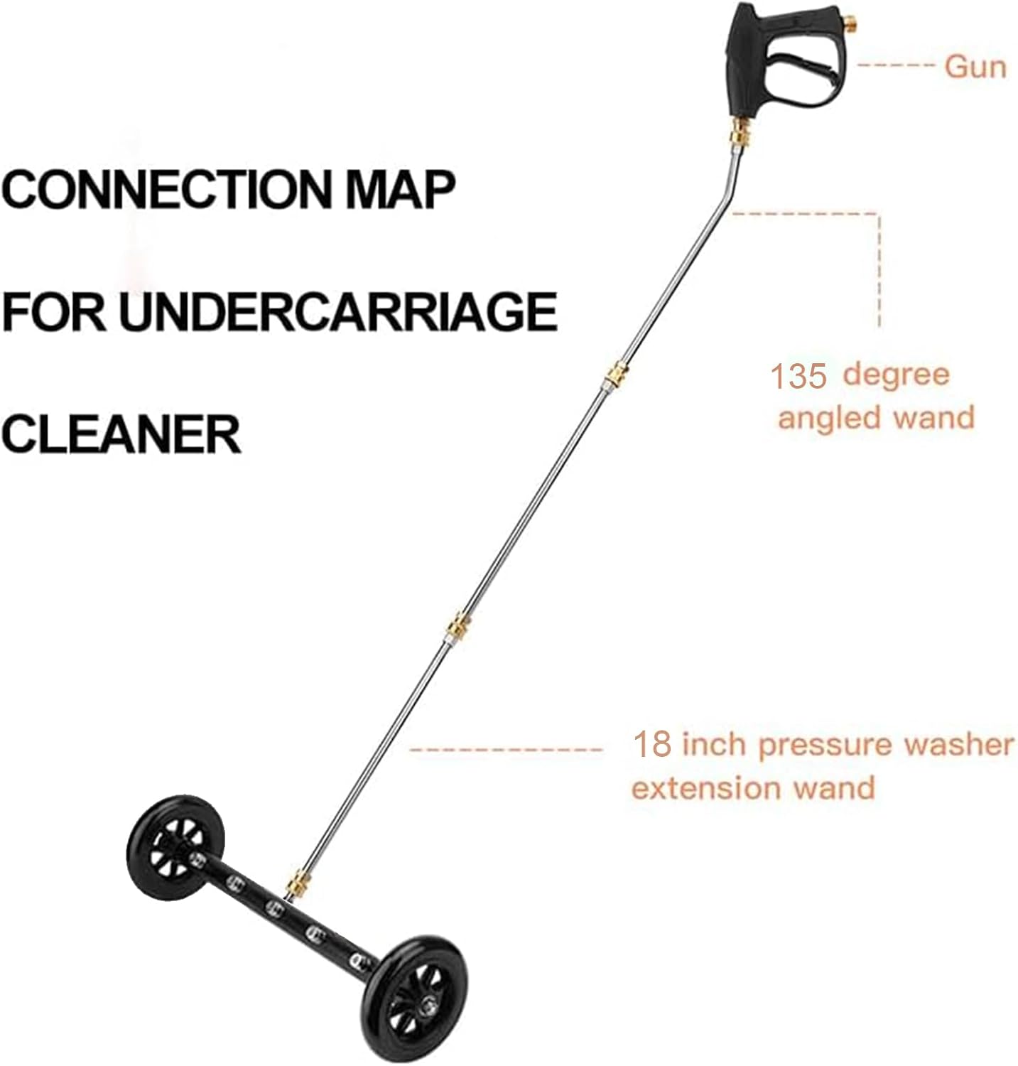 Undercarriage Pressure Washer Cleaner,Water Broom for Power Washer Undercarriage Attachment with Extension Wands,Wash Mitt, 4000 PSI (18 inch Black)