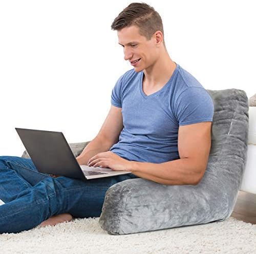 XL Reading Pillow for All Ages Machine Washable Velvet Cover Soft, Breathable, for Sitting, Reading, TV, Laptop Use Shredded Foam Backrest Pillow with Arms by YesIndeed, 2 Colors