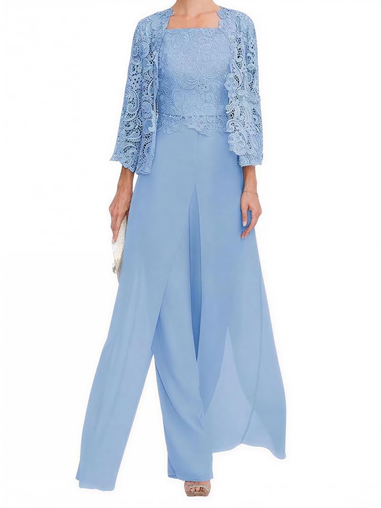 shownicer Completo Donna Elegante Tailleur Madre della Sposa Abiti Pantaloni in Chiffon Completi da Cerimonia Festa Set 3 Pezzi Set Taglia Grande Abbigliamento per Matrimoni